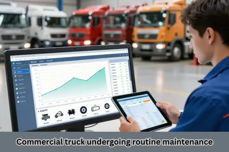 commercial truck undergoing routine maintenance