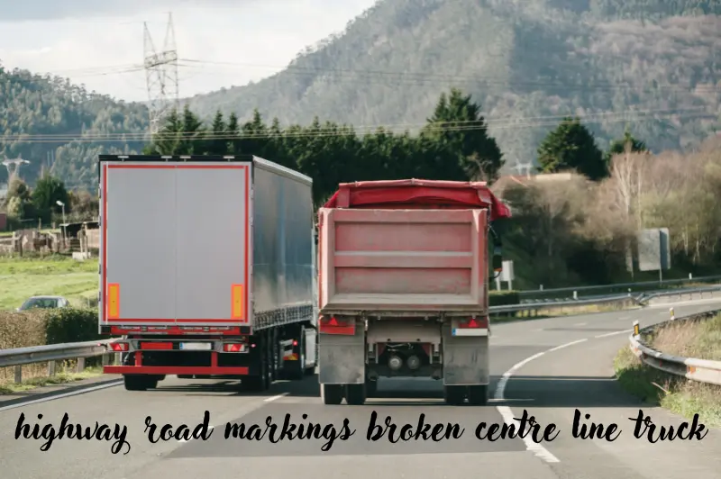 highway road markings broken centre line truck