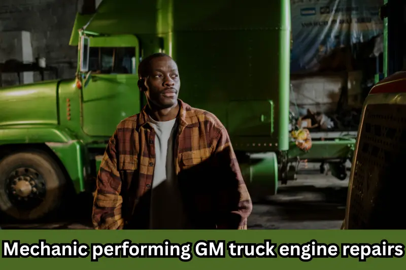 mechanic performing gm truck engine repairs