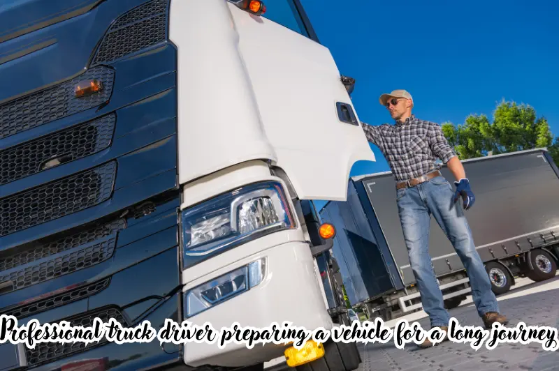 professional truck driver preparing a vehicle for a long journey