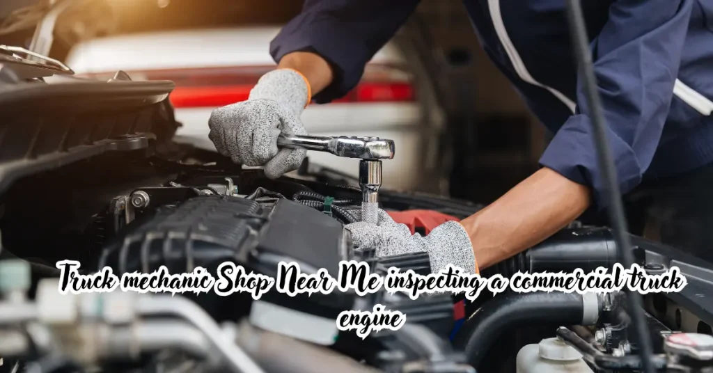 truck mechanic Shop Near Me inspecting a commercial truck engine