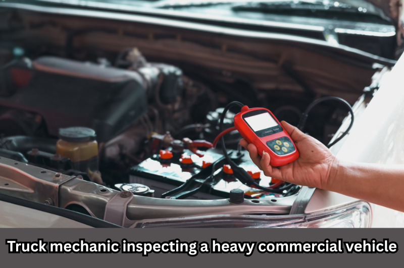 truck mechanic inspecting a heavy commercial vehicle