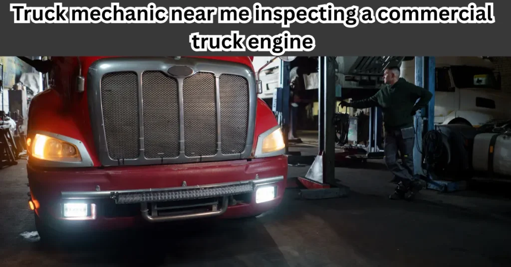 truck mechanic near me inspecting a commercial truck engine